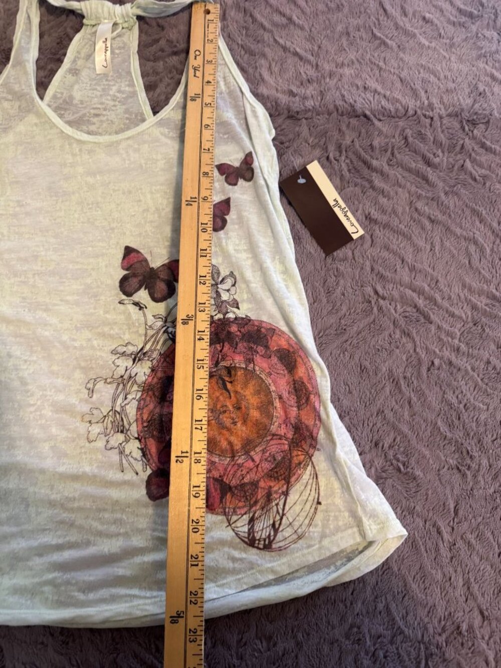 Loveappella Womens Sleeveless Racerback Tank Top With Butterfly Print - Size S - Picture 6 of 6